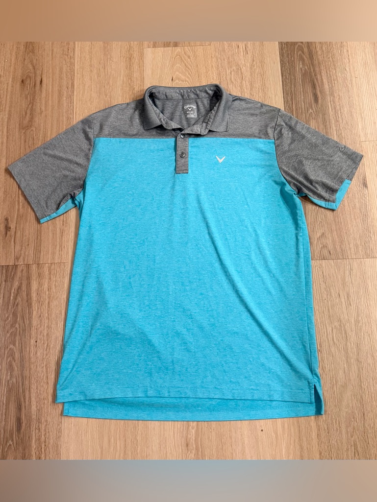 Callaway Men's Opti-Dry Blue And Gray Performance Golf Polo Size Large